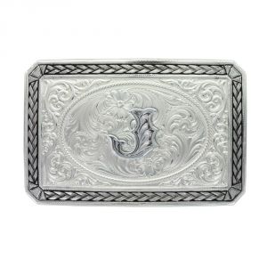 Montana Silversmiths Initial J Antiqued Wheat Trim Portrait Buckle (27200D-J)